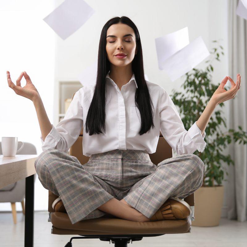 Woman practicing calm breathing and meditation