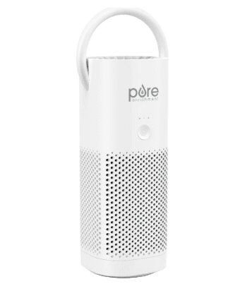 Pure Enrichment PureZone Mini Portable Air Purifier with compact rechargeable design, featuring a personal air filtration system that helps reduce dust, allergens, and airborne particles for cleaner air at home, work, or while traveling.